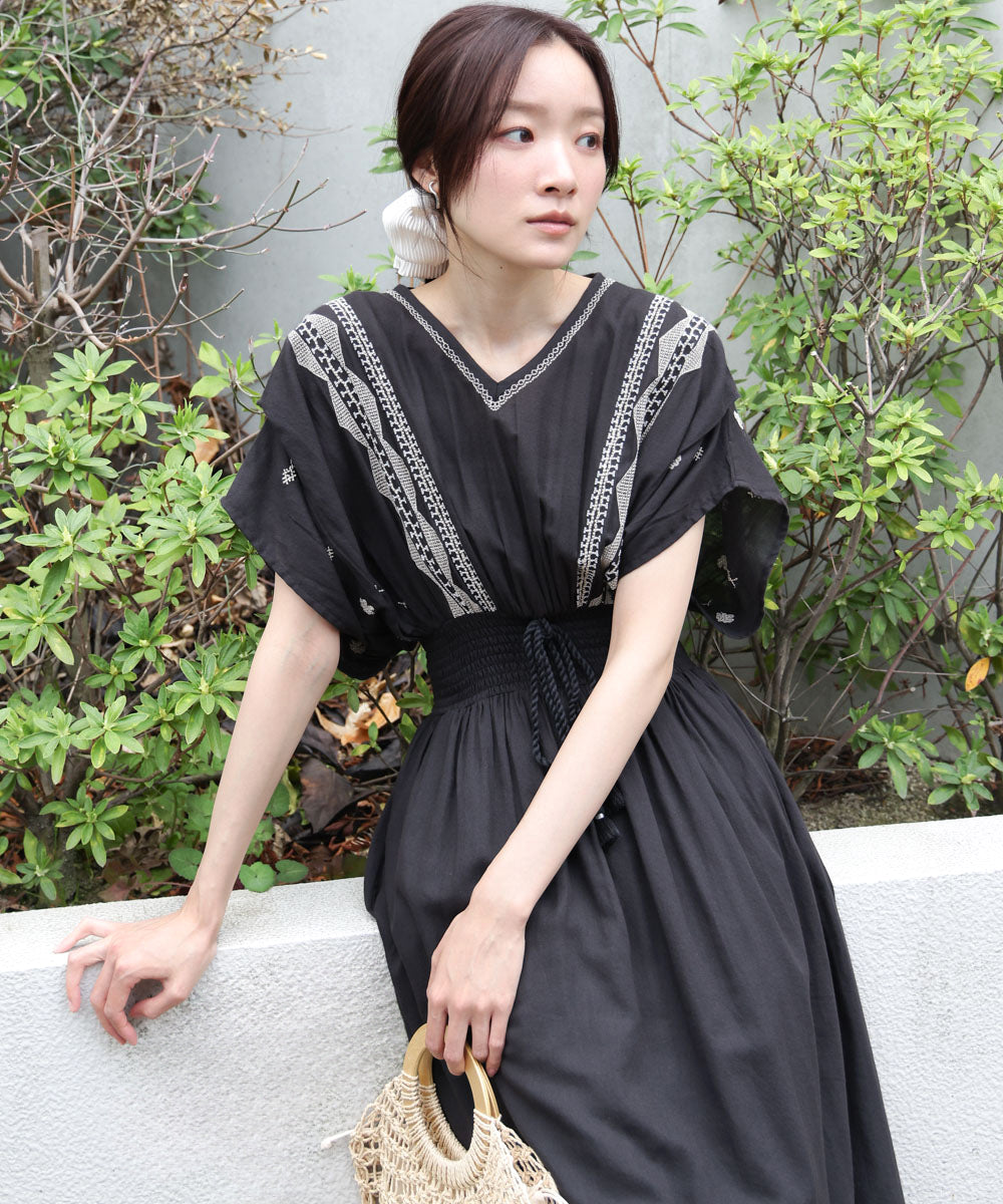 Babylclub ワンピース S・Mサイズ展開】フロント刺繍ウエストシャーリングワンピース