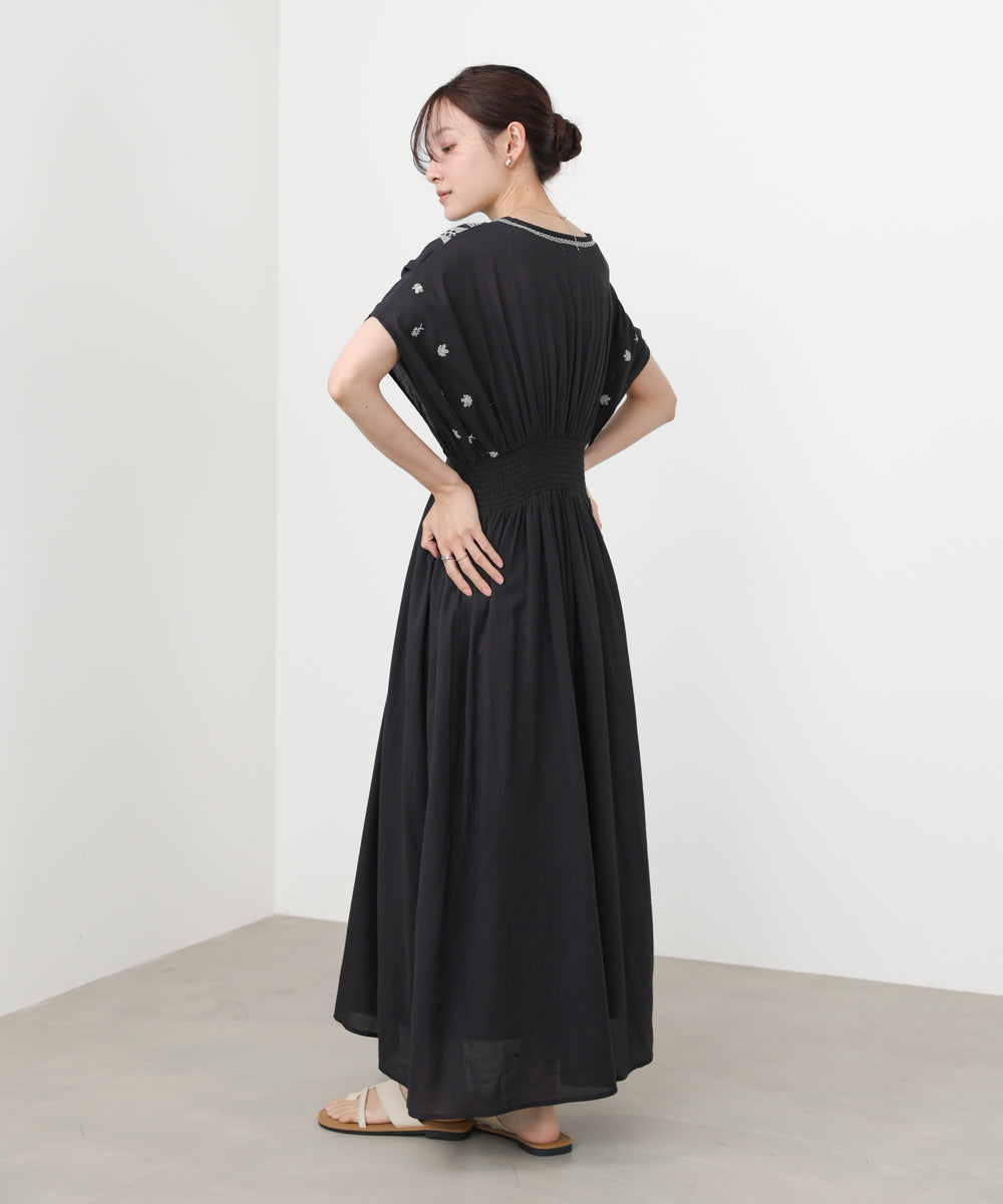 S・Mサイズ展開】フロント刺繍ウエストシャーリングワンピース
