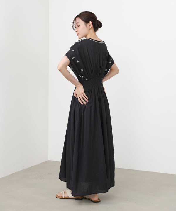 【S・Mサイズ展開】フロント刺繍ウエストシャーリングワンピース