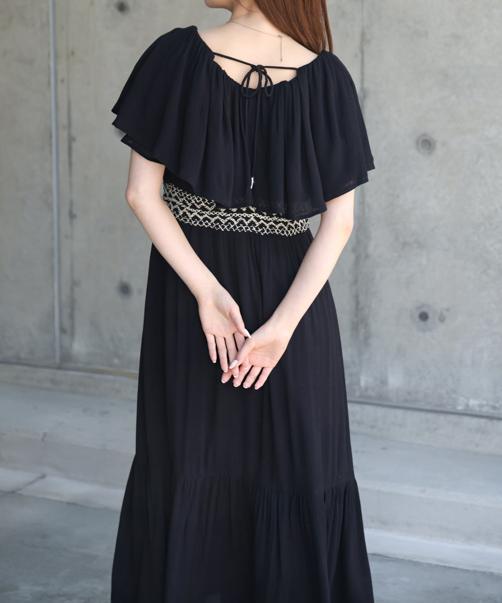 【S・Mサイズ展開】レーヨンクレープスモッキングワンピース