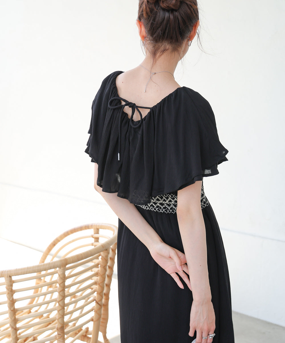 【S・Mサイズ展開】レーヨンクレープスモッキングワンピース