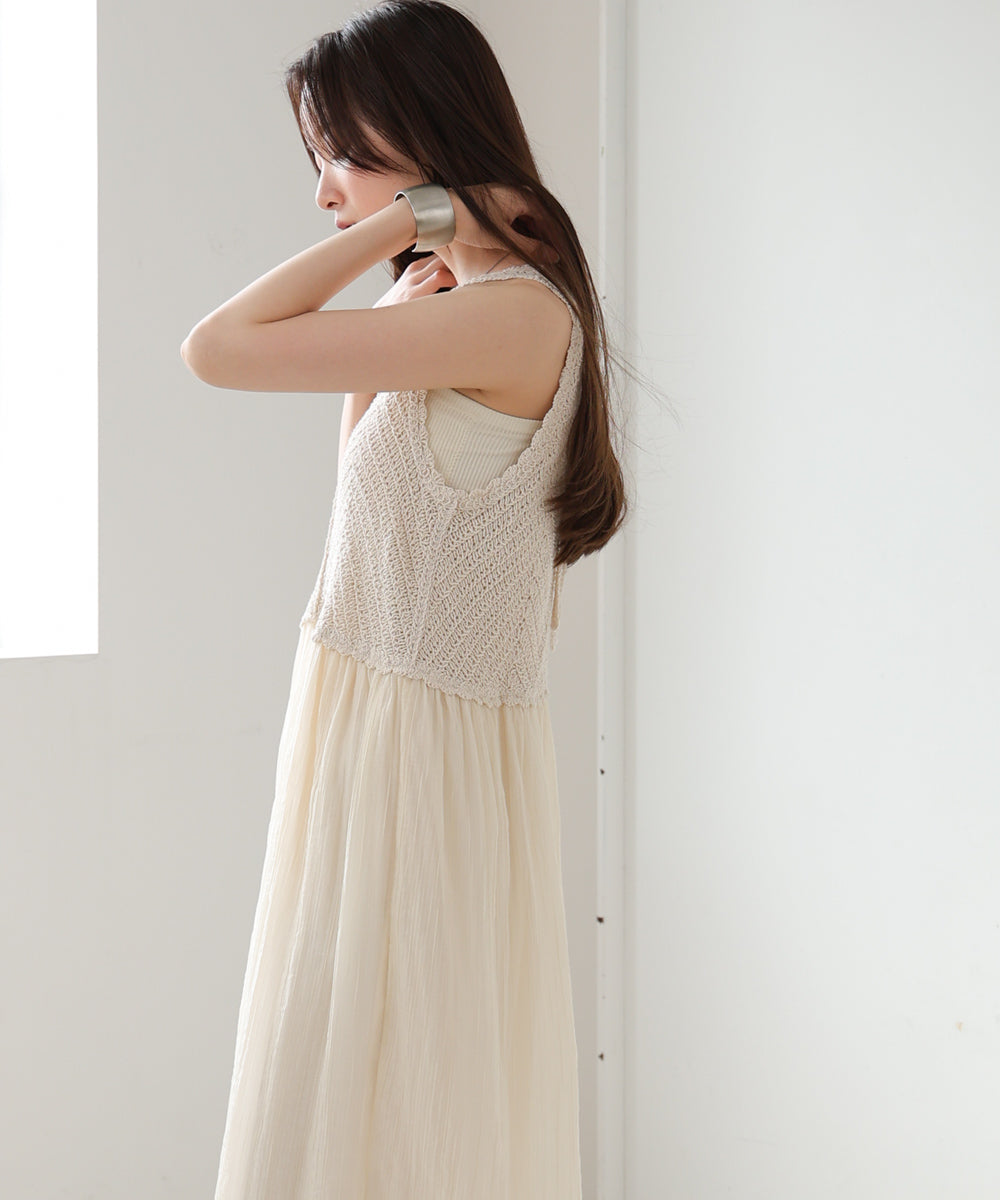 クロシェコンビキャミワンピース