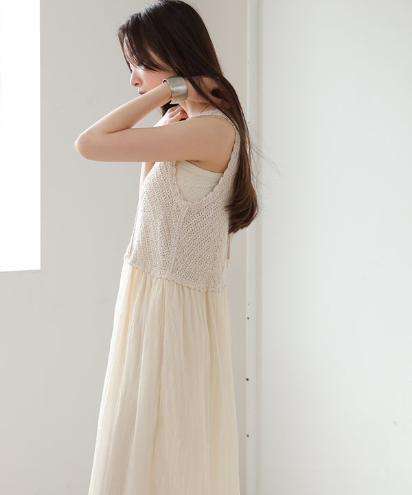 クロシェコンビキャミワンピース