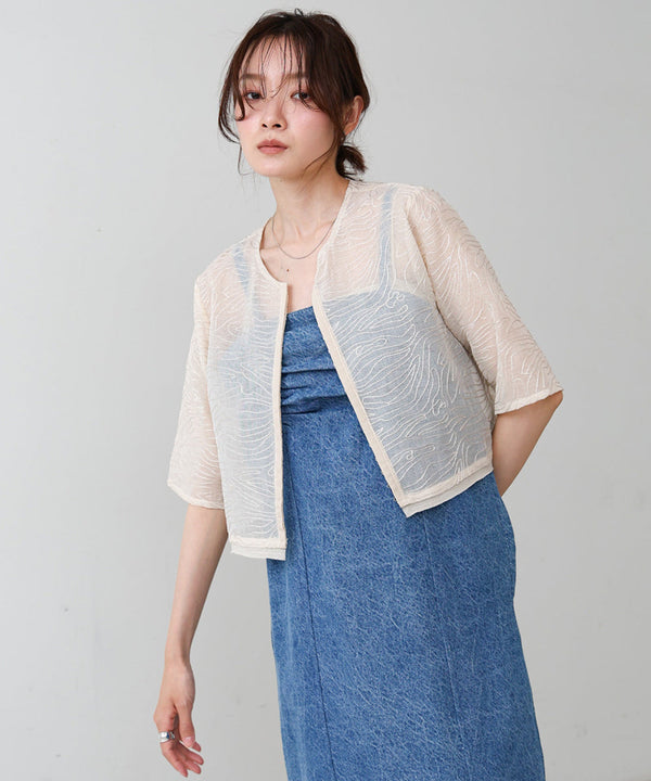 フロントホック刺繍ブラウスジャケット