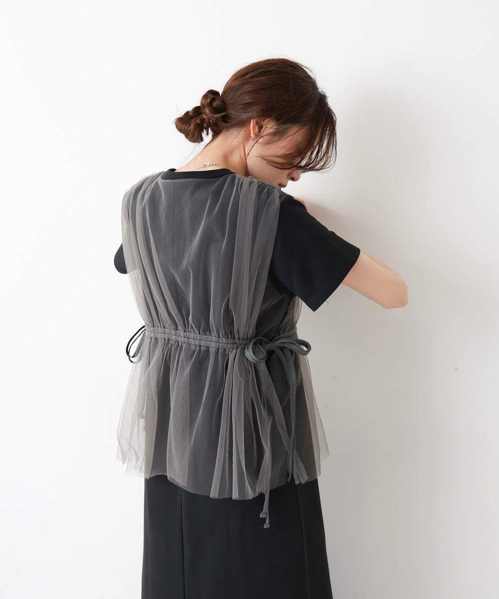 【S・Mサイズ展開】チュールドッキングスウェットワンピース