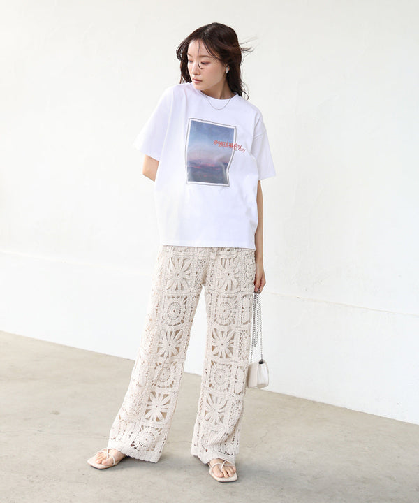 シアーレイヤードプリントＴシャツ