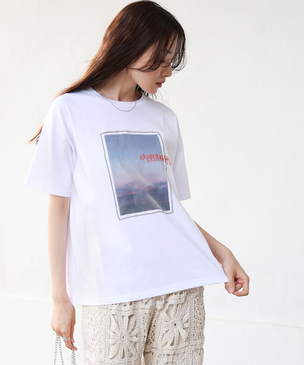 シアーレイヤードプリントＴシャツ