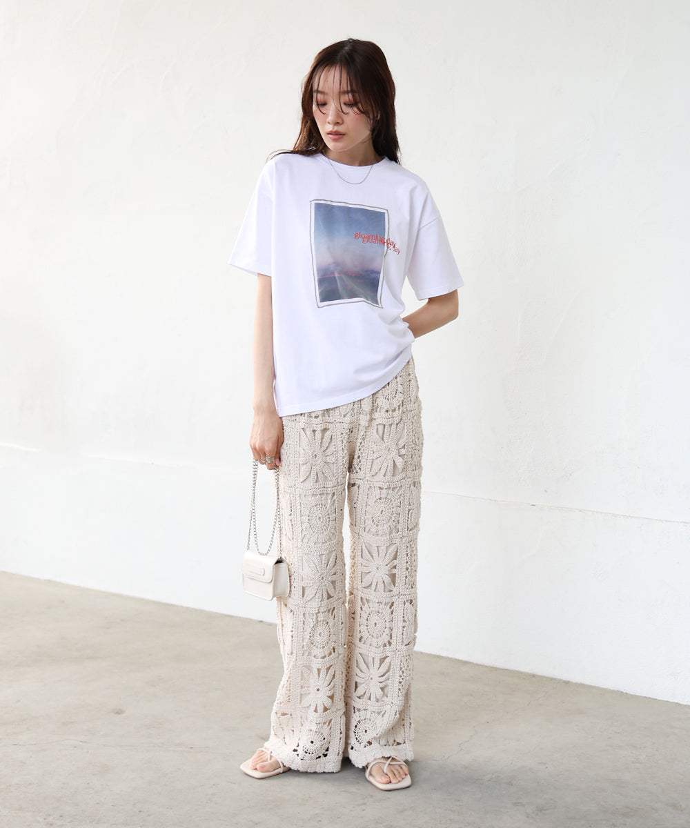 シアーレイヤードプリントＴシャツ