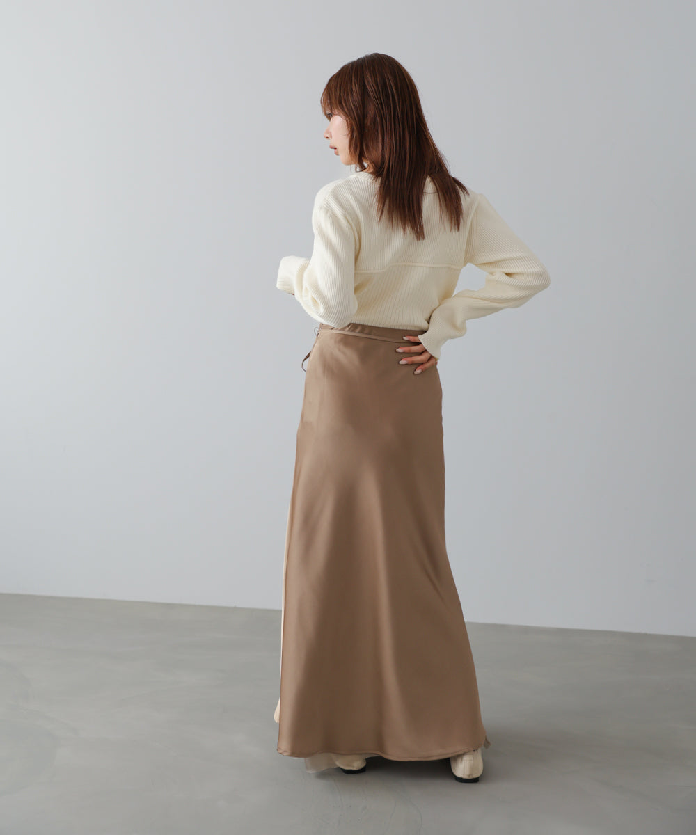 【S・Mサイズ展開】裾シアーサテンナロースカート