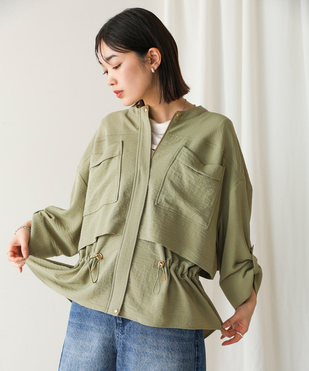 麻ライクサファリジャケット