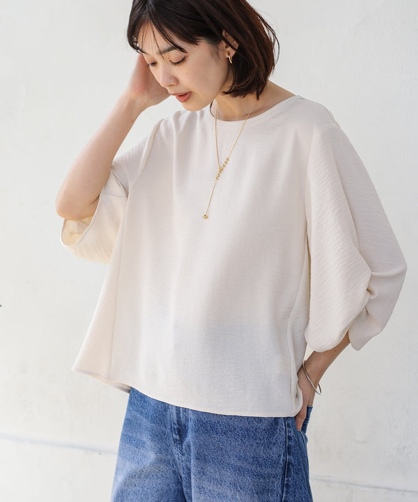 麻ライクタックスリーブブラウス