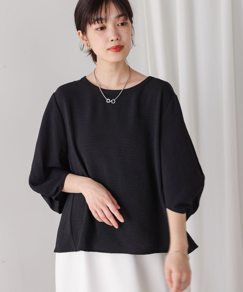 麻ライクタックスリーブブラウス