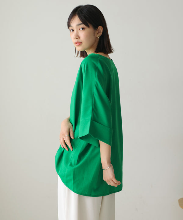 麻ライクキーネックタックスリーブブラウス［5/19発送予定］