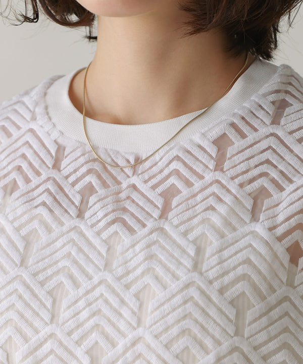 オーガンジー刺繍ブラウス