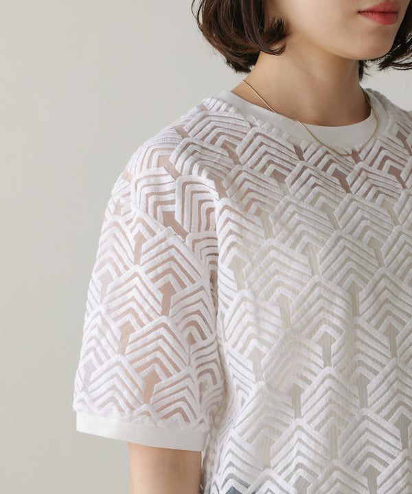 オーガンジー刺繍ブラウス