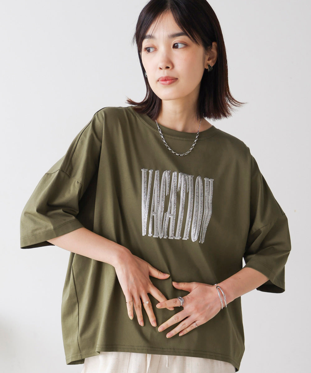 Ｗシルケット立体グリッターロゴＴ