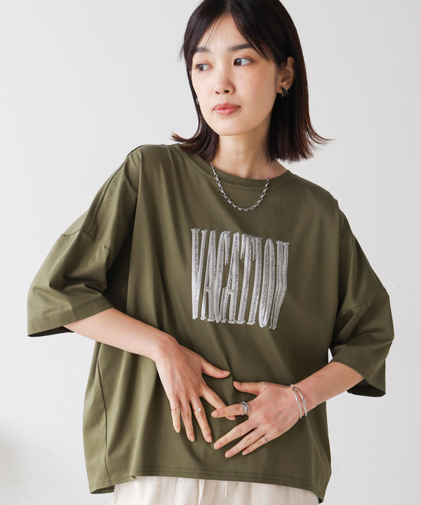 Ｗシルケット立体グリッターロゴＴ