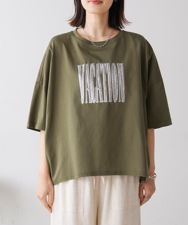 Ｗシルケット立体グリッターロゴＴ