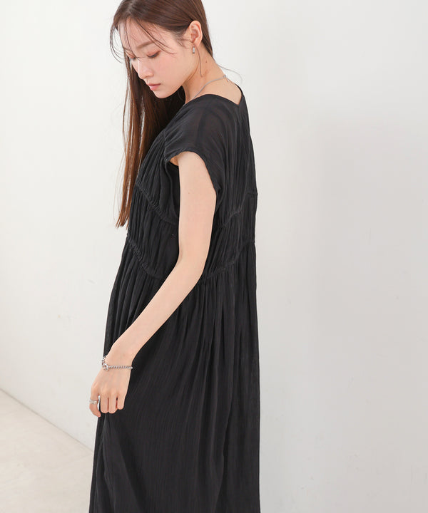 【S・Mサイズ展開】Ｖネックギャザーリボンワンピース