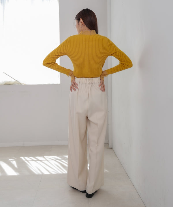 【選べるネック】シアー使いリブニットトップス