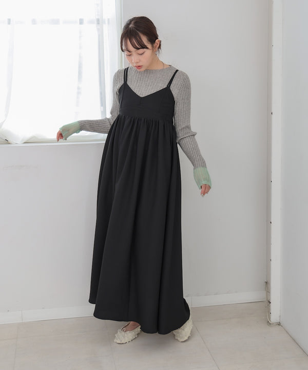 【選べるネック】シアー使いリブニットトップス