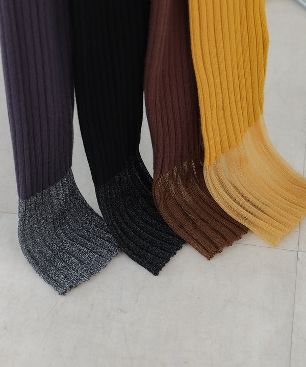 【選べるネック】シアー使いリブニットトップス