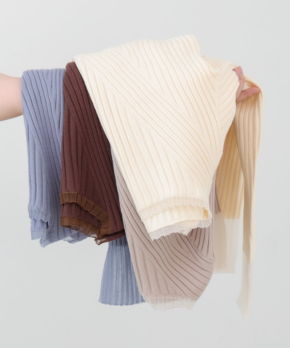 【選べるネック】シアー使いリブニットトップス