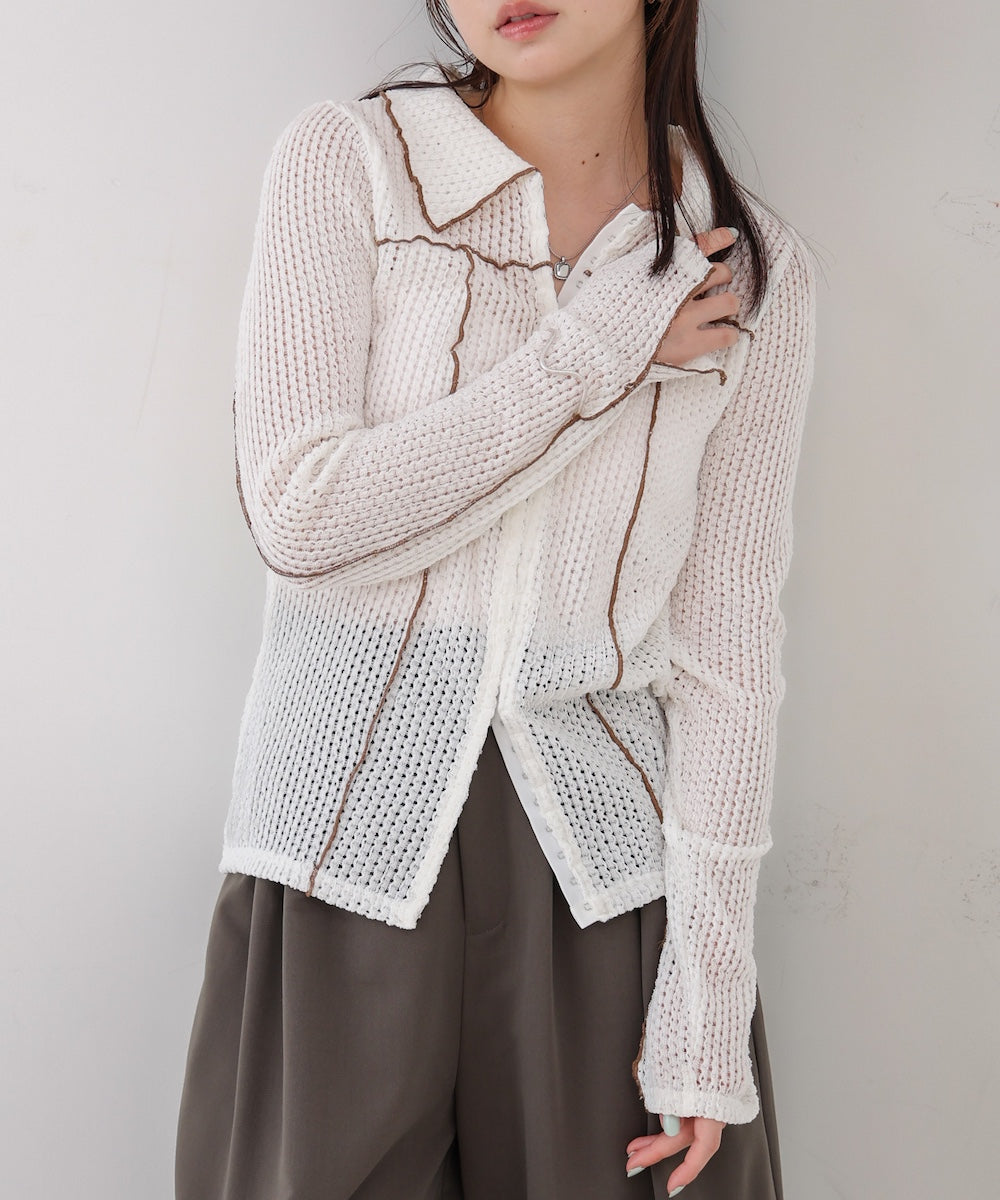 ウェーブメロウホックシャツトップス