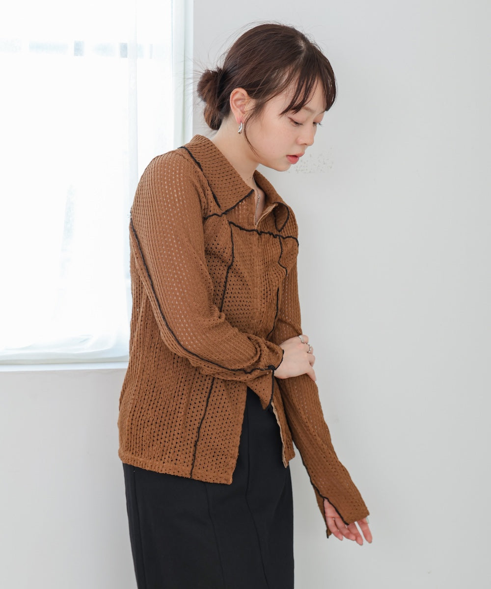 ウェーブメロウホックシャツトップス