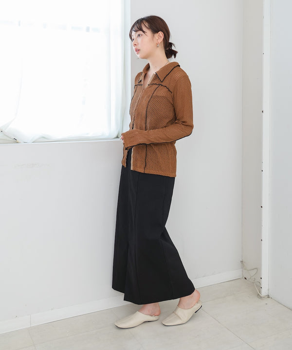ウェーブメロウホックシャツトップス