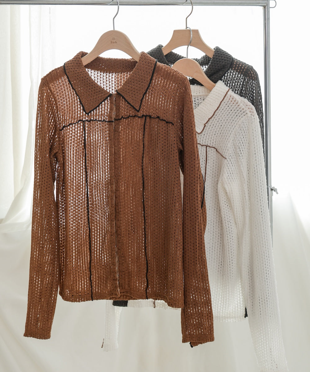 ウェーブメロウホックシャツトップス