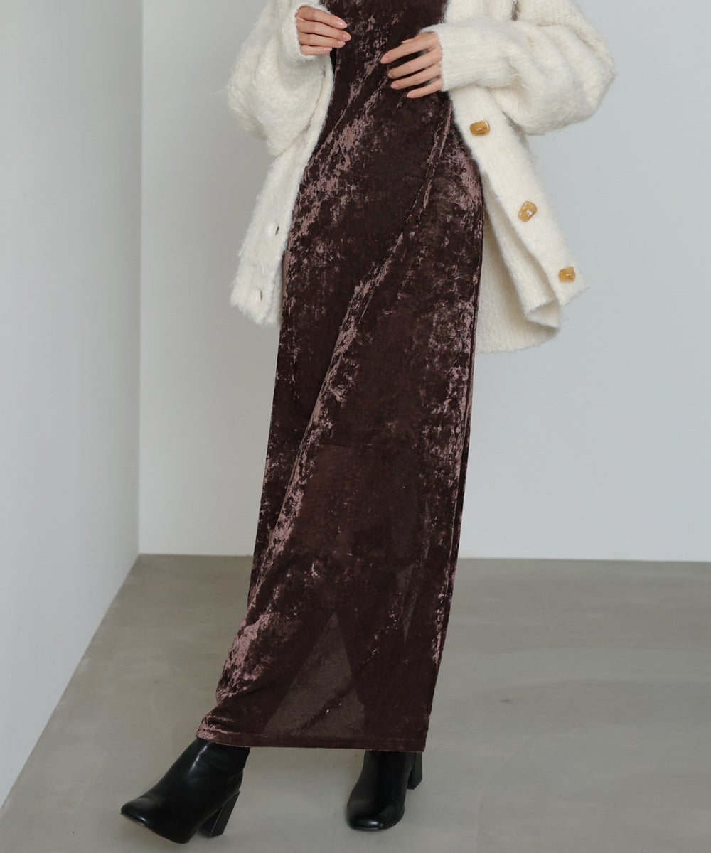 【S・Mサイズ展開】シアーベロアカップ付きキャミワンピース