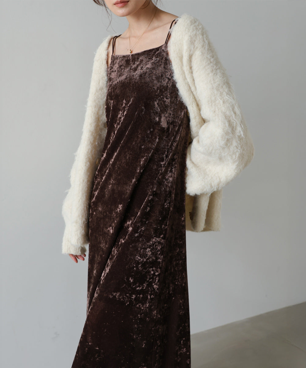 【S・Mサイズ展開】シアーベロアカップ付きキャミワンピース