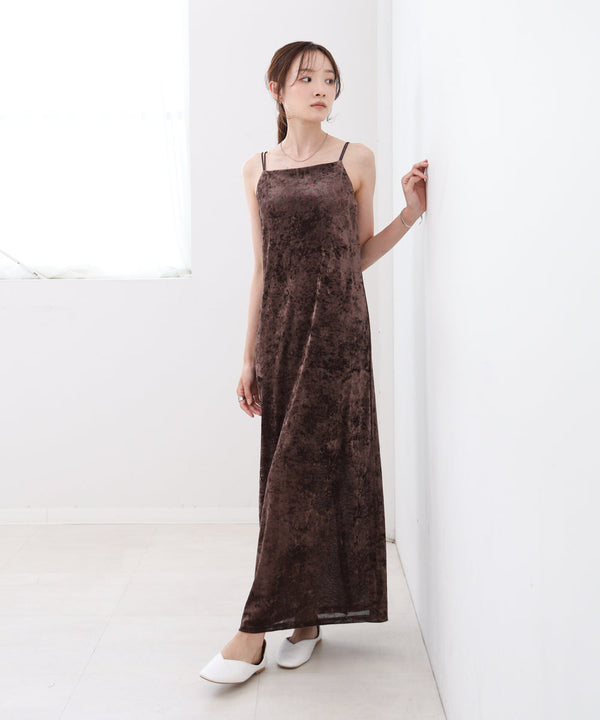 【S・Mサイズ展開】シアーベロアカップ付きキャミワンピース