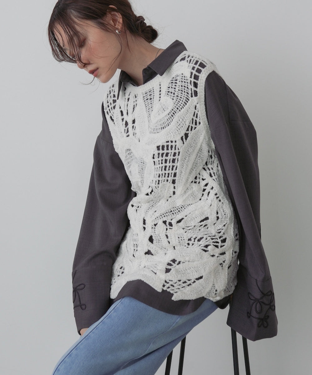 モールヤーンクロシェチュニックベスト