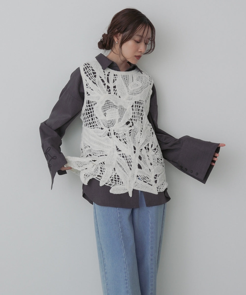 モールヤーンクロシェチュニックベスト