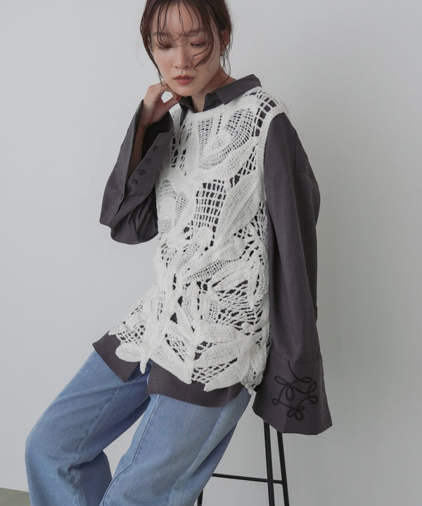 モールヤーンクロシェチュニックベスト