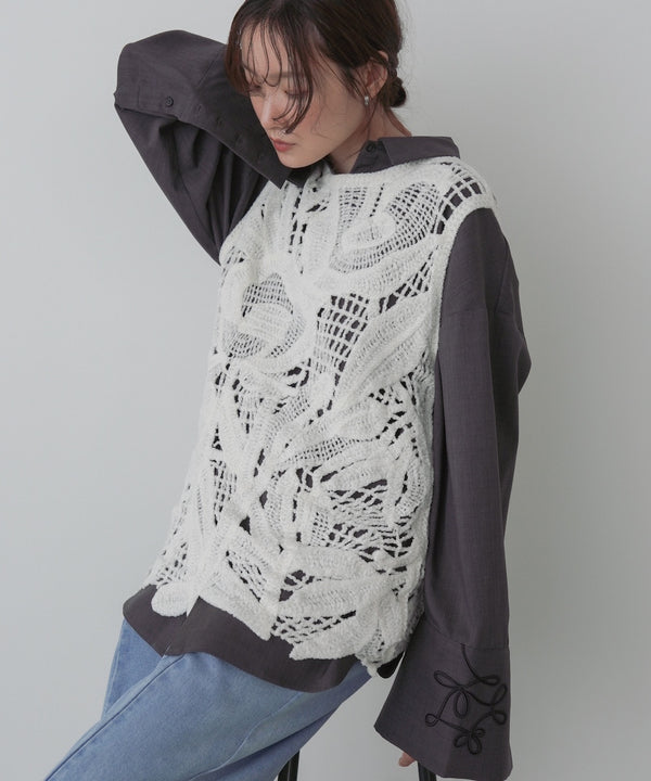 モールヤーンクロシェチュニックベスト