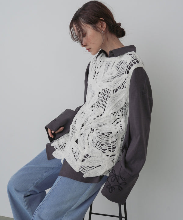 モールヤーンクロシェチュニックベスト