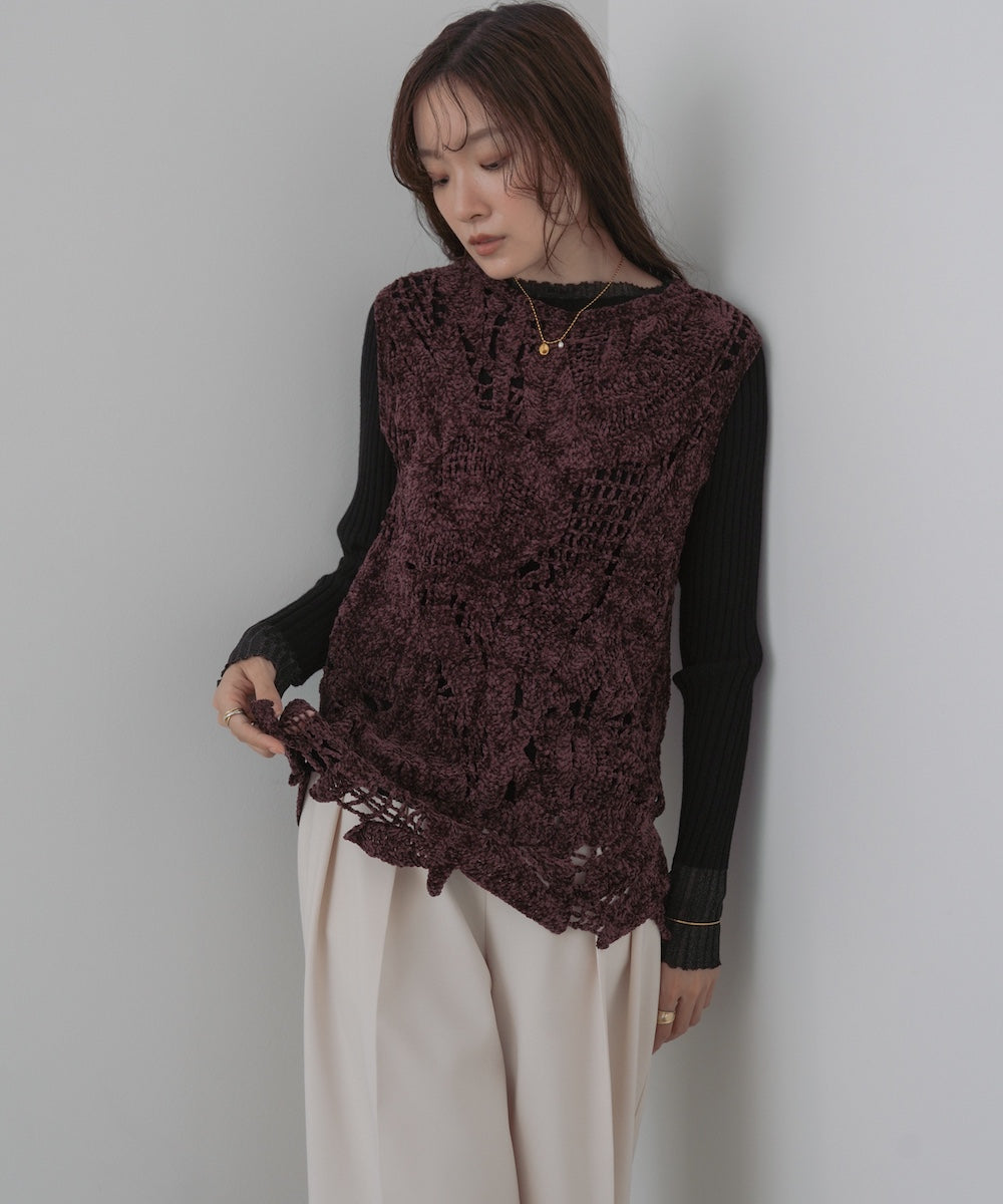 モールヤーンクロシェチュニックベスト