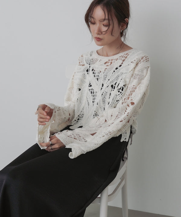 モールヤーンクロシェショートトップス