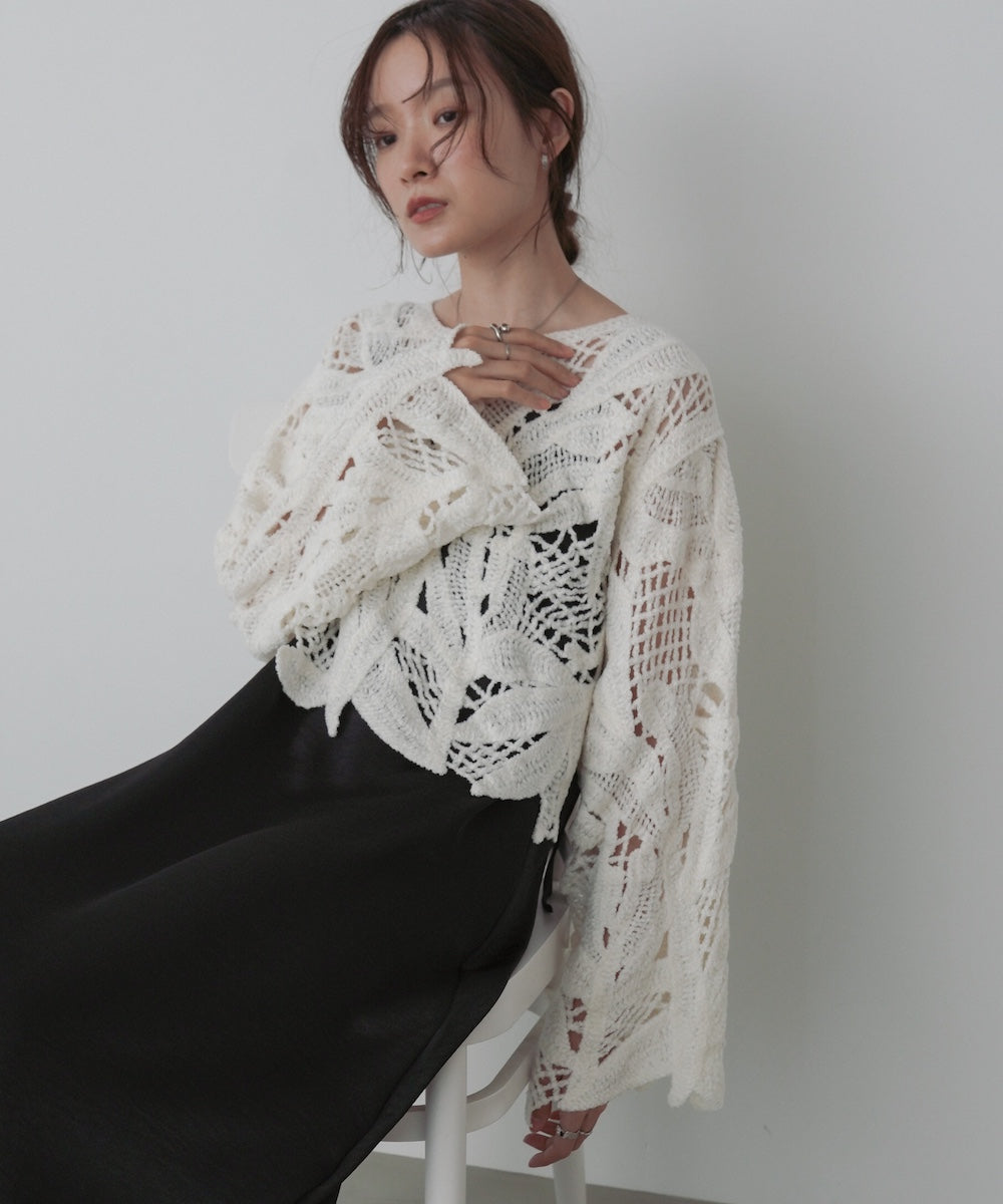 モールヤーンクロシェショートトップス