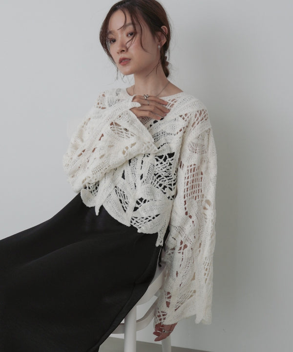 モールヤーンクロシェショートトップス