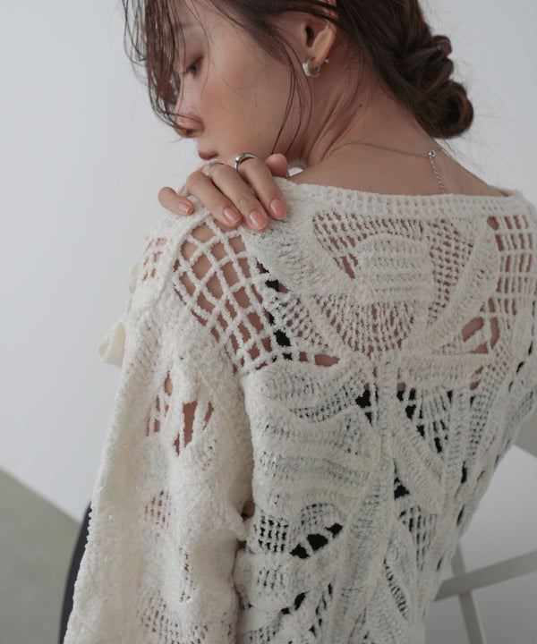 モールヤーンクロシェショートトップス