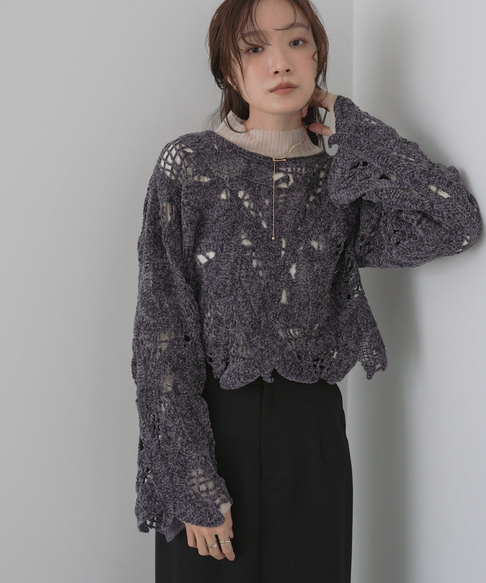 モールヤーンクロシェショートトップス