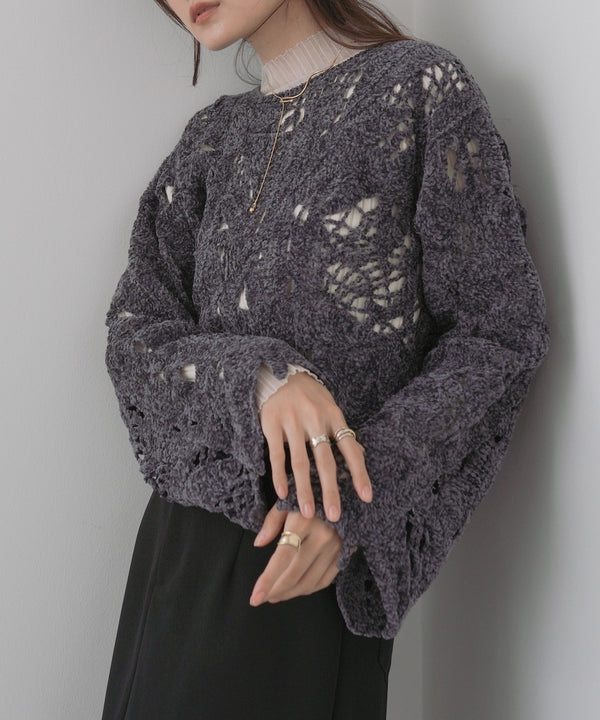 モールヤーンクロシェショートトップス