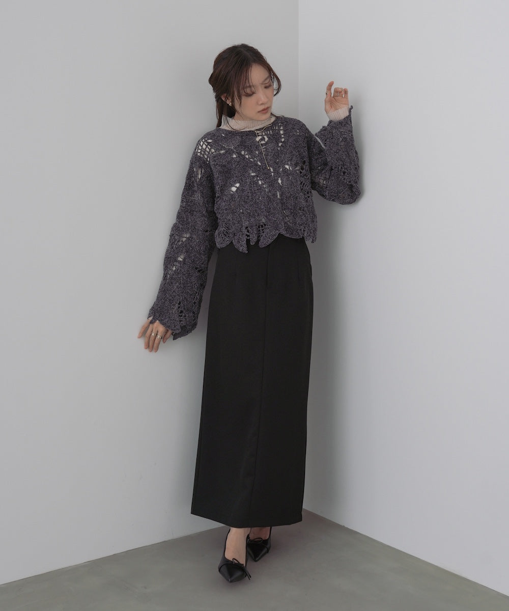 モールヤーンクロシェショートトップス