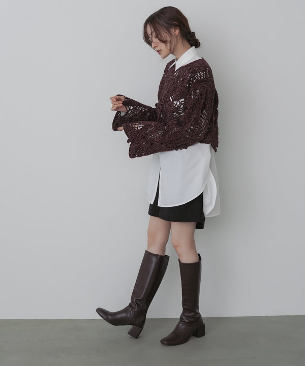 モールヤーンクロシェショートトップス