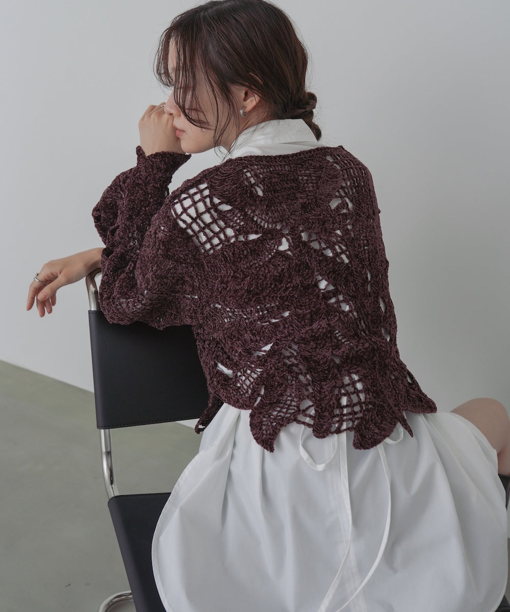 モールヤーンクロシェショートトップス