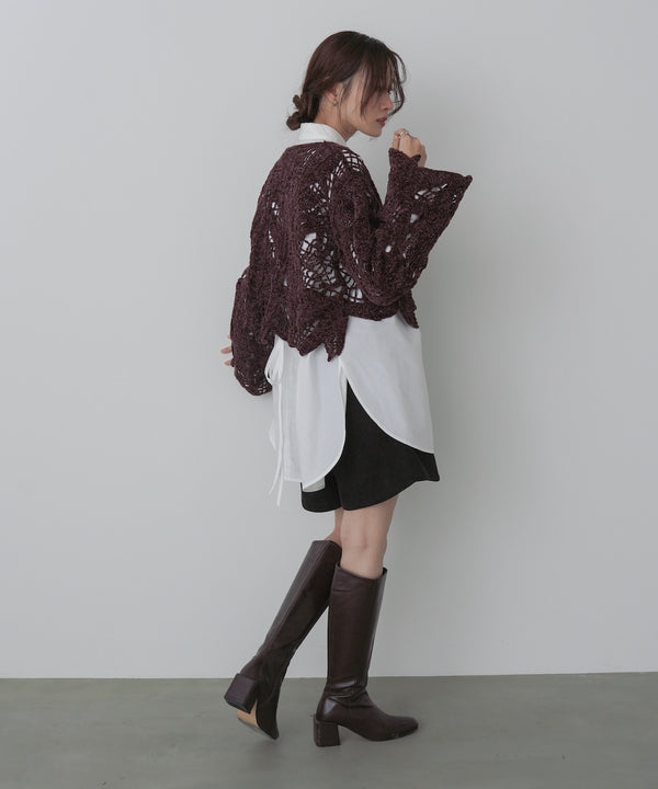 モールヤーンクロシェショートトップス